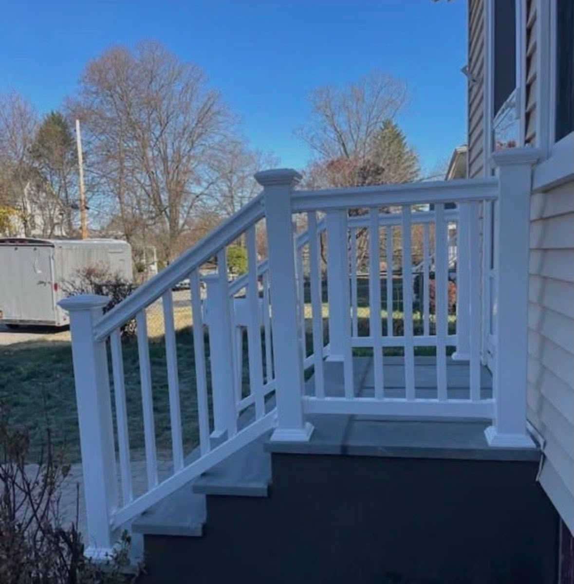 White deck railing project